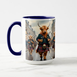 Scottish Highland Cow Bagpipe Parade, Mug