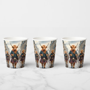 Scottish Highland Cow Bagpipe Parade, Paper Cups
