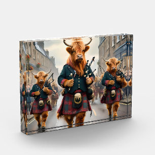 Scottish Highland Cow Bagpipe Parade, Photo Block