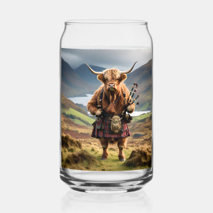Scottish Highland Cow Bagpiper, Can Glass