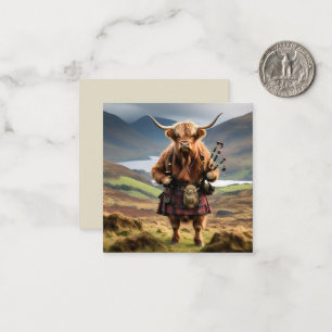 Scottish Highland Cow Bagpiper, Card