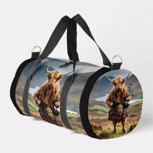 Scottish Highland Cow Bagpiper, Duffle Bag