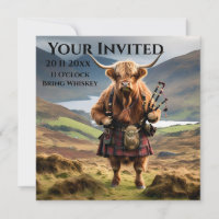 Scottish Highland Cow Bagpiper,