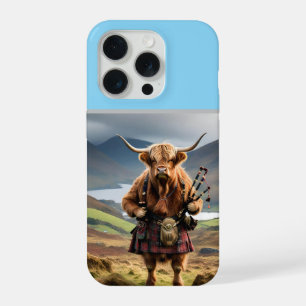 Scottish Highland Cow Bagpiper,  iPhone 15 Pro Case