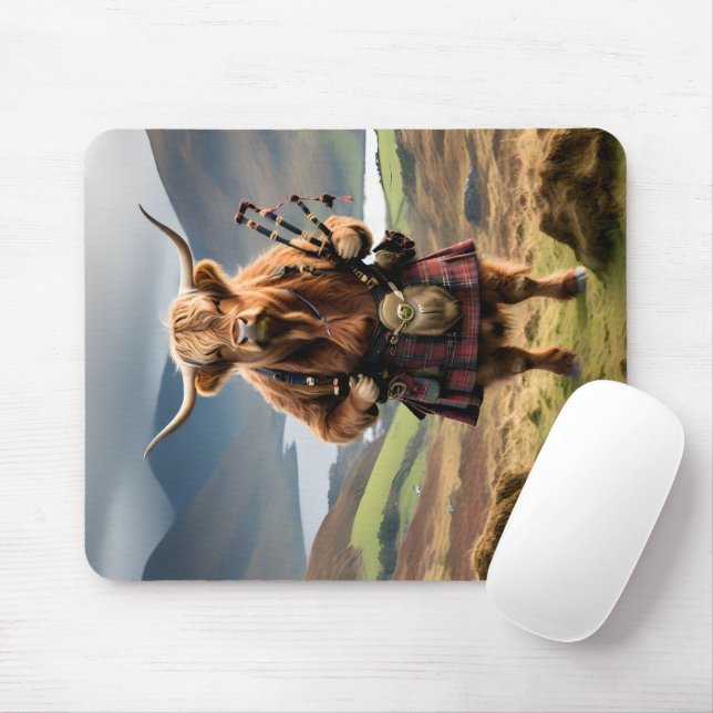 Scottish Highland Cow Bagpiper, Mouse Pad (With Mouse)