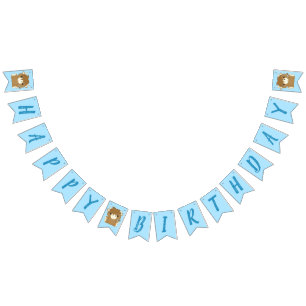 Scottish Highland Cow Birthday Party Blue Bunting
