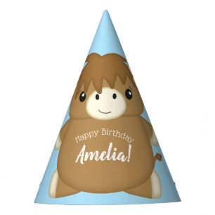 Scottish Highland Cow Birthday Party Blue Hat