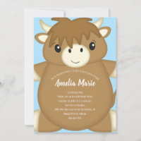 Scottish Highland Cow Birthday Party Blue