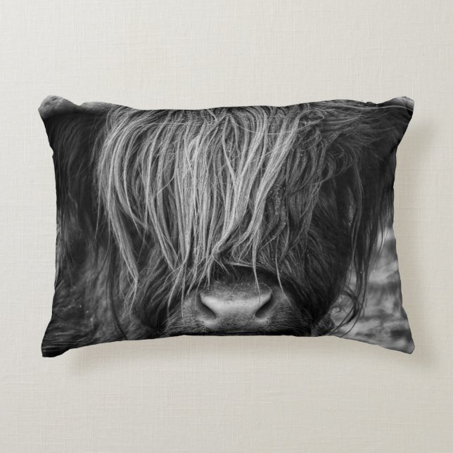 Scottish Highland Cow, Cattle, Bull Decorative Cushion (Front)