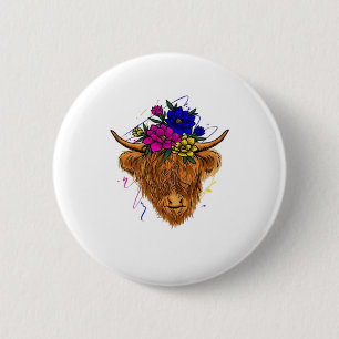 Scottish Highland Cow Cattle Cow Whisperer Farming 6 Cm Round Badge