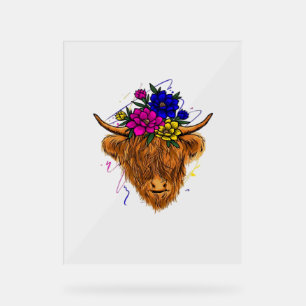 Scottish Highland Cow Cattle Cow Whisperer Farming Acrylic Sign