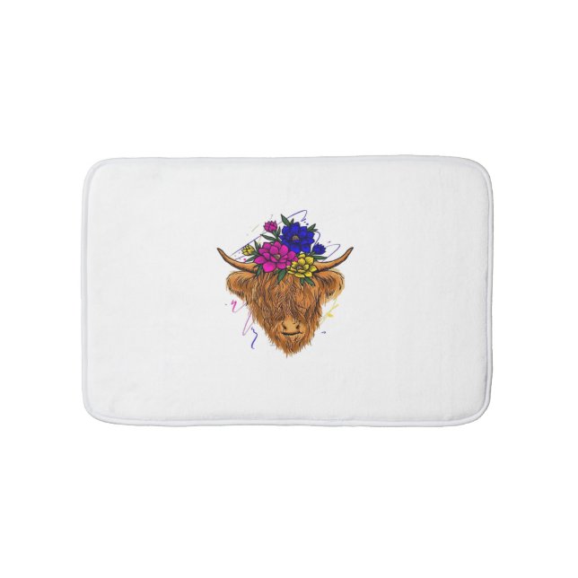Scottish Highland Cow Cattle Cow Whisperer Farming Bath Mat (Front)