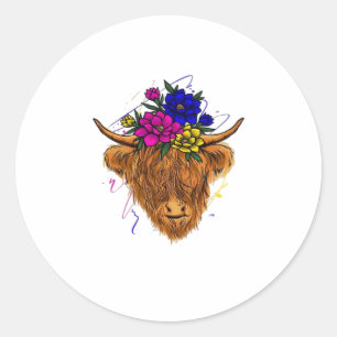 Scottish Highland Cow Cattle Cow Whisperer Farming Classic Round Sticker