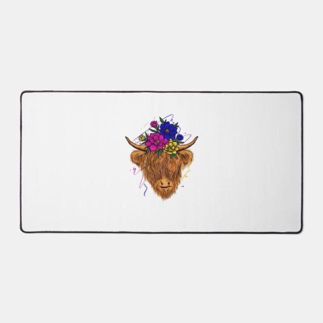 Scottish Highland Cow Cattle Cow Whisperer Farming Desk Mat (Front)