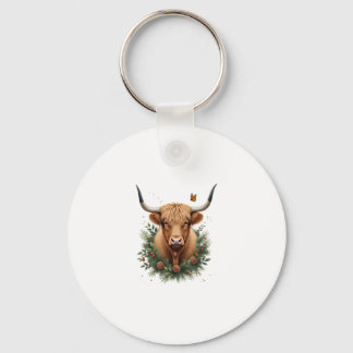 Scottish Highland Cow Cattle Hairy Cow Christmas W Key Ring