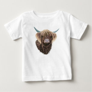 Scottish Highland Cow Charlie With Straggly Hair Baby T-Shirt