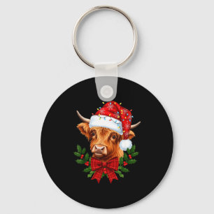 Scottish Highland Cow Christmas Funny Cow Lover Xm Key Ring