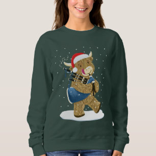 Scottish Highland Cow Christmas Piper Sweatshirt