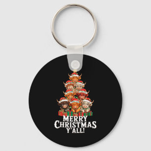 Scottish Highland Cow Christmas Tree Funny Cow Lov Key Ring