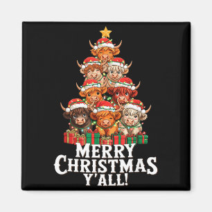 Scottish Highland Cow Christmas Tree Funny Cow Lov Magnet