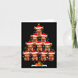 Scottish Highland Cow Christmas Tree Lights Xmas P Card