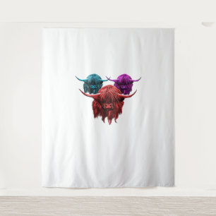 Scottish Highland Cow Colourful Herd Classic T-Shi Tapestry