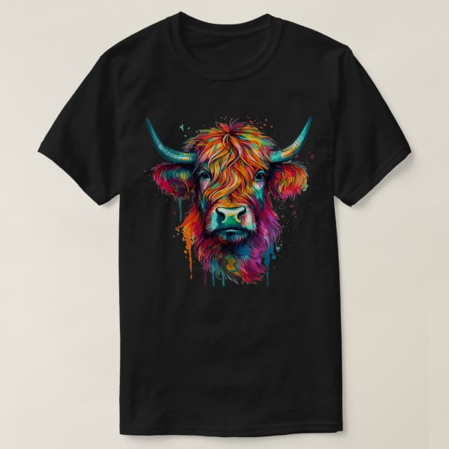 Scottish Highland Cow Face Highlander Cattle  T-Shirt (Design Front)