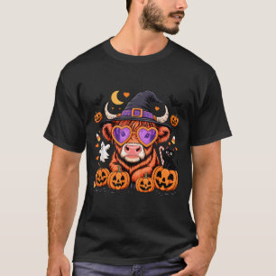 Scottish Highland Cow Ghost Pumpkin Candy Hallowee T-Shirt