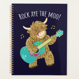 Scottish Highland Cow Guitarist Rock Aye The Moo! Planner