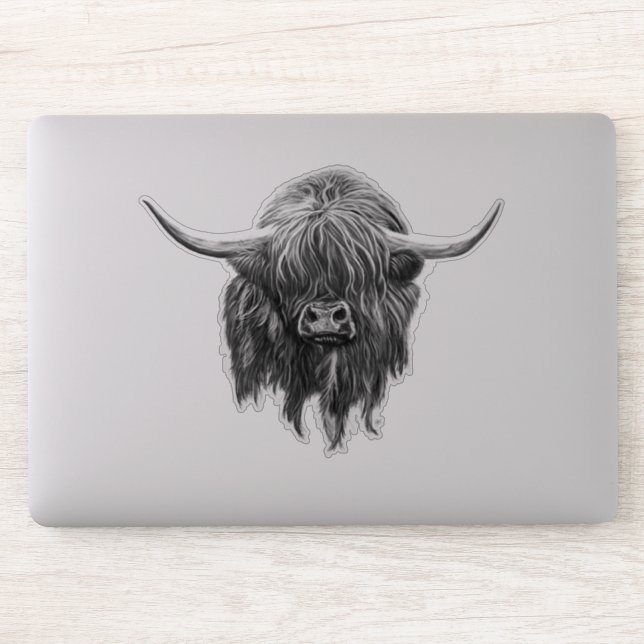 Scottish Highland Cow In Black And White (Computer)