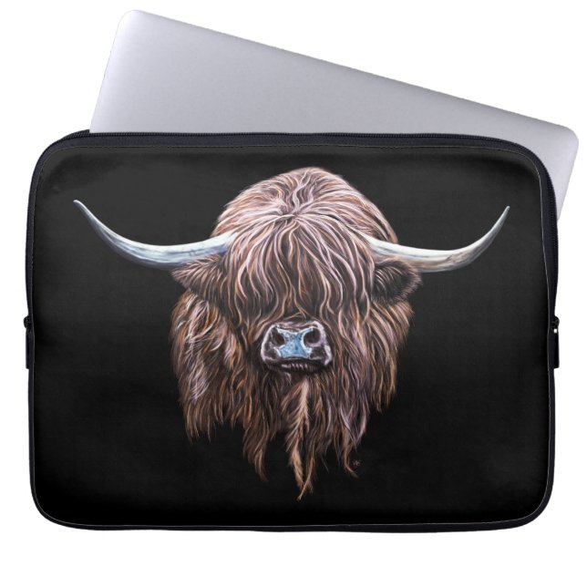 Scottish Highland Cow In Colour Laptop Sleeve (Front)