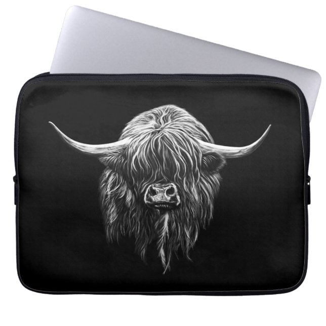 Scottish Highland Cow Laptop Sleeve (Front)