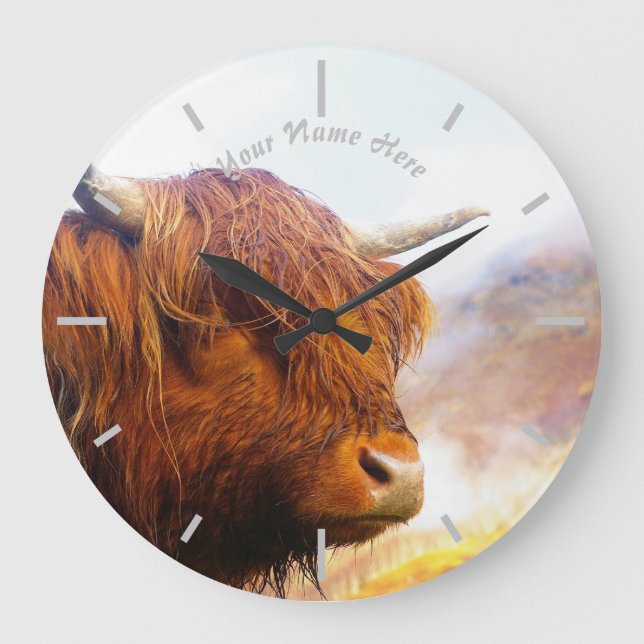 Scottish Highland cow Large Clock (Front)