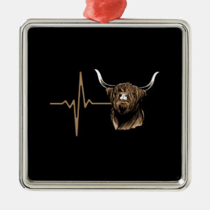 Scottish Highland Cow Metal Tree Decoration