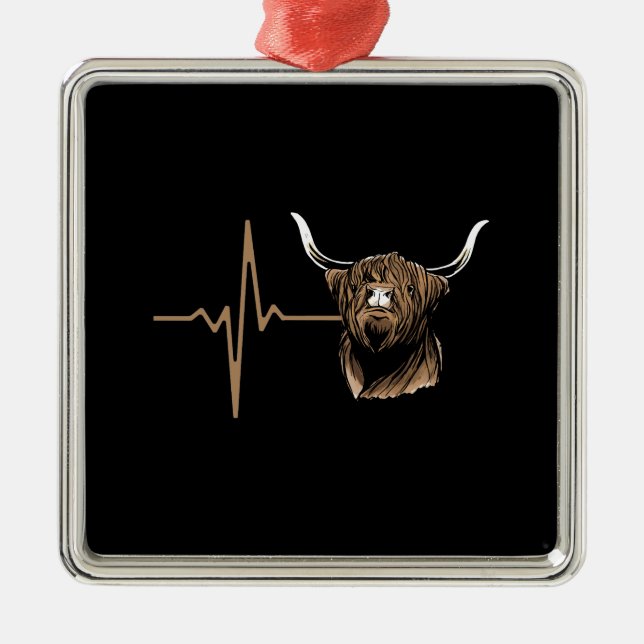 Scottish Highland Cow Metal Tree Decoration (Front)