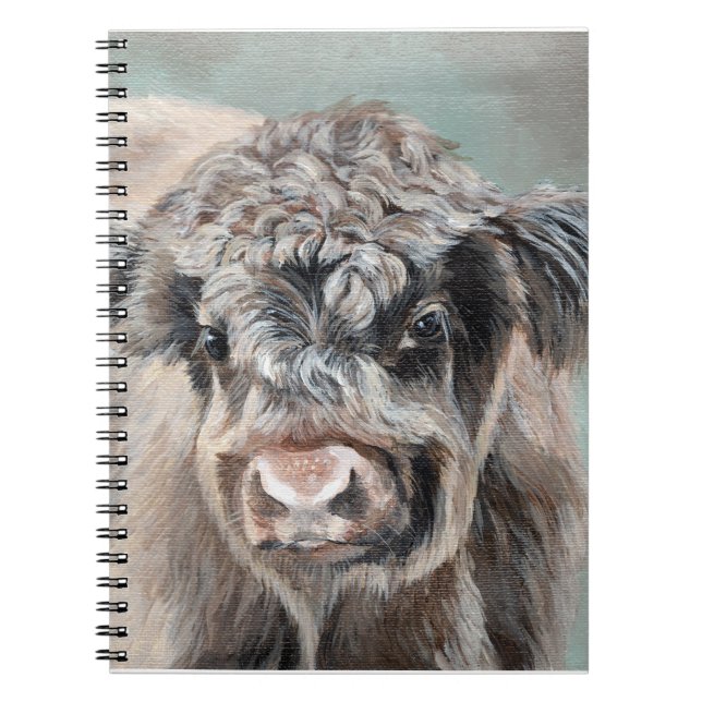 Scottish Highland Cow on Green Notebook (Front)