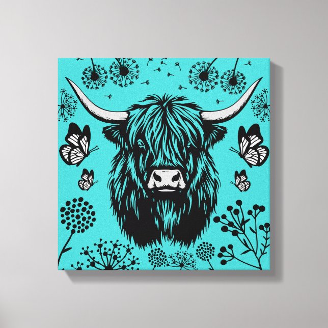 Scottish Highland Cow Portrait Canvas Print (Front)
