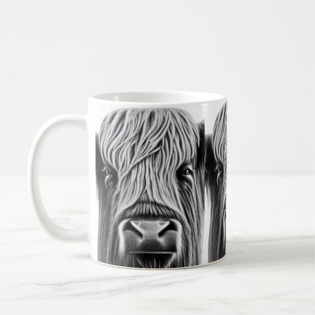 Scottish Highland Cow Print Coffee Mug (Left)
