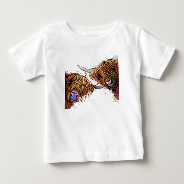 Scottish Highland Cow ‘ S&N’ by Shirley MacArthur  Baby T-Shirt (Front)