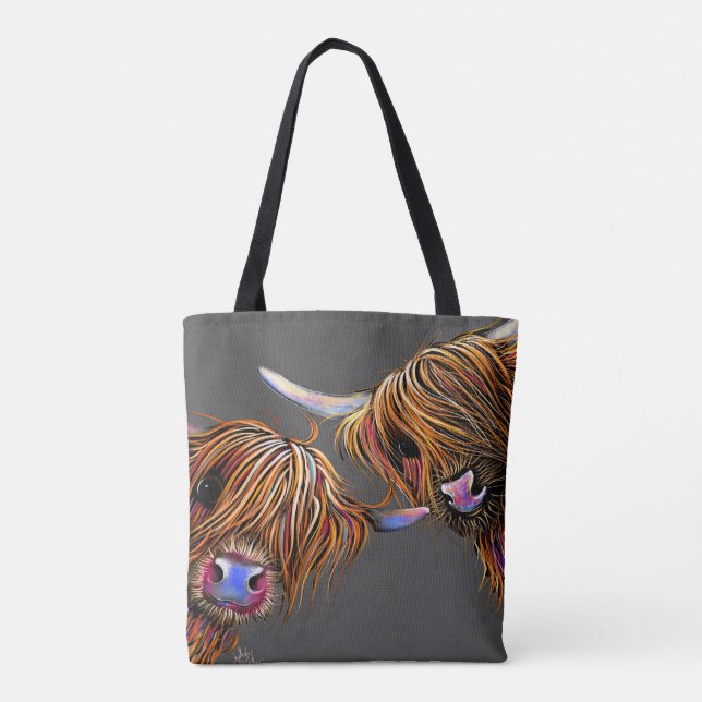 Scottish Highland Cow ‘ S&N’ by Shirley MacArthur  Tote Bag (Back)