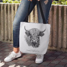 Scottish Highland Cow Sketch customisable