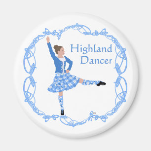 Scottish Highland Dancer Celtic Knotwork Blue Magnet