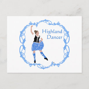 Scottish Highland Dancer Celtic Knotwork Blue Postcard