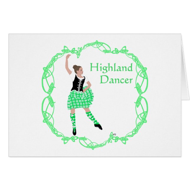 Scottish Highland Dancer Celtic Knotwork Green (Front Horizontal)