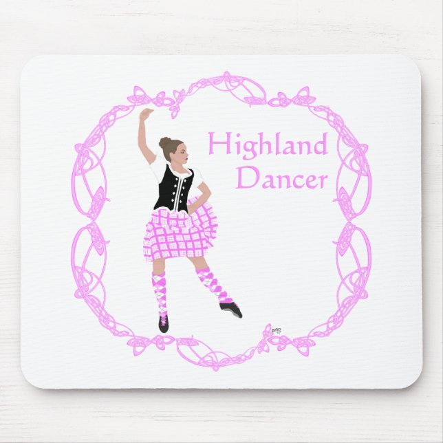 Scottish Highland Dancer Celtic Knotwork Pink Mouse Pad (Front)