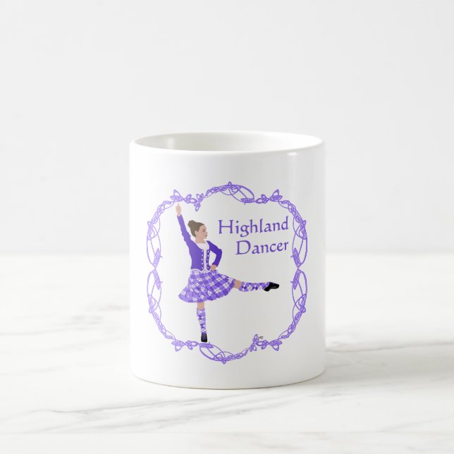 Scottish Highland Dancer Celtic Knotwork Purple Coffee Mug (Center)