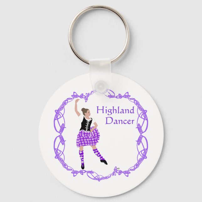 Scottish Highland Dancer Celtic Knotwork Purple Key Ring (Front)