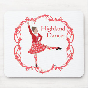 Scottish Highland Dancer Celtic Knotwork Red Mouse Pad