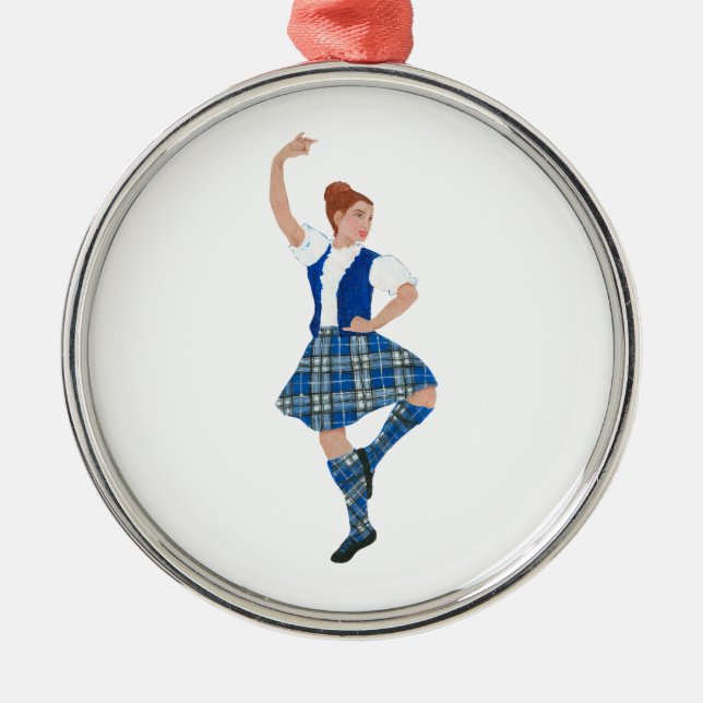 Scottish Highland Dancer - Nevil Plaid Metal Tree Decoration (Front)