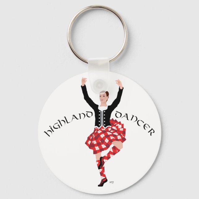 Scottish Highland Dancer Red and Black Key Ring (Front)